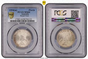 1954(m) Florin Royal Visit KM-55  Ag MS64