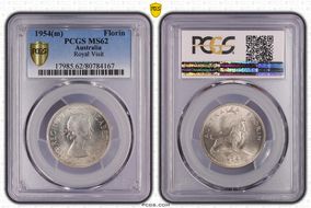 1954(m) Florin Royal Visit KM-55  Ag MS62