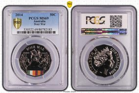 2014 50C Boer War Colorized MS69