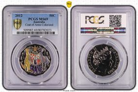 2012 50C Coat of Arms Colorized MS69