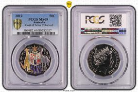 2012 50C Coat of Arms Colorized MS69