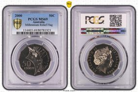 2000 50C Millennium Relief Flag MS69