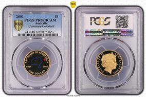 2001 $1 Centenary-Colorized PR69DCAM