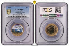 2006 $1 Dolphin Al-Bronze Colorized MS68