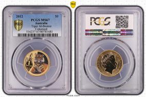 2012 $1 Tiger Al-Bronze Colorized MS67