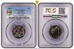 2014 $1 Mob of Roos AlBr Colorized MS69