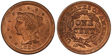 1856 1C Upright 5 MS65RD