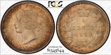 1898 5C Narrow Date MS66+