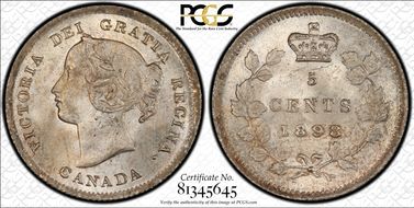 1898 5C Narrow Date MS66+