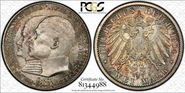 1904 2 Mk 400th Birthday J-74 MS67+