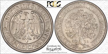 1931-A 5 Mk Oak Tree J-331 MS63