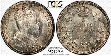 1905 5C Narrow Date MS66