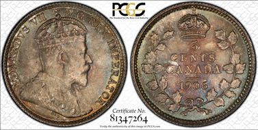 1906 5C Narrow Date MS67