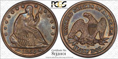 1855-O 50C Arrows AU53