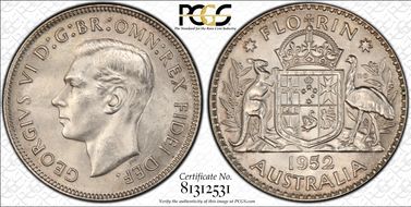 1952(m) Florin KM-48  Ag MS63