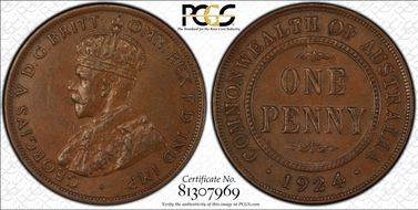 1924  1D English obverse AU58BN