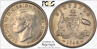 1948(m) 6D KM-38a Ag AU58