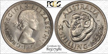 1954(m) Shil KM-53  Ag MS64