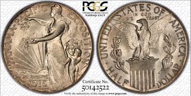 1915-S 50C Panama-Pacific MS65