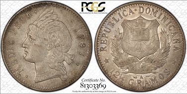 1897-A 1/2 P KM-15  Ag AU50