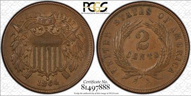 1864 2C Large Motto AU55BN
