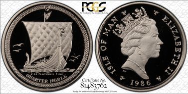 1986-PM 1/4 N Platinum PR69DCAM