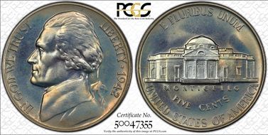 1942 5C Nickel PR68