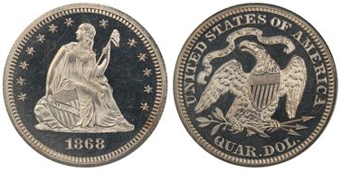 1868 25C PR64DCAM