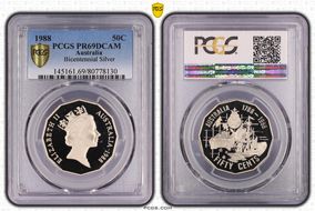 1988 50C Bicentennial Ag PR69DCAM