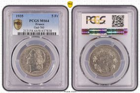 1935 5 Fr Gad-760 F-336 MS64