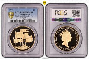1996 £5 S-L3 Elizabeth II Birthday Au PR69DCAM