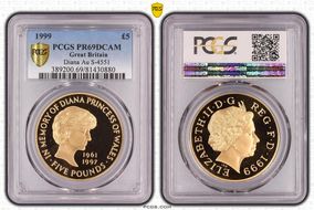 1999 £5 S-L6 Diana Au PR69DCAM