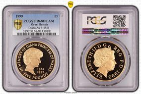 1999 £5 S-L6 Diana Au PR68DCAM