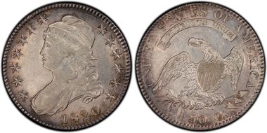 1820 50C O-108 Sq. 2, Lg Date, No Knob AU53