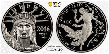 2016-W $100 Statue of Liberty First Strike Moy 1 of 188 PR70DCAM