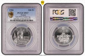 1986 100 Fr KM-P972 Piefort Ag Statue of Liberty SP67