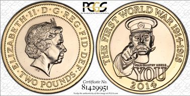 2014 £2 S-K34 WWI MS66