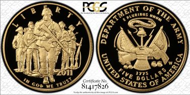 2011-W $5 United States Army PR70DCAM
