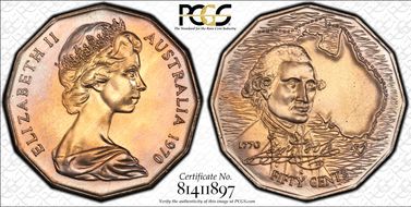 1970 50C Captain Cook MS68