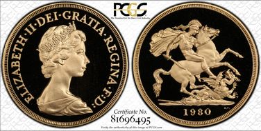1980 £5 S-SE1 St. George PR68DCAM