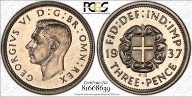 1937 3D S-4085 Silver Shield on Rose PR66