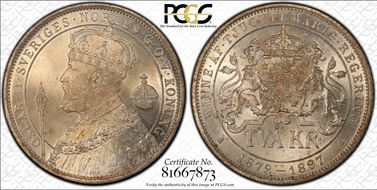 1897-EB 2 Kr Silver Jubilee KM-762 MS64