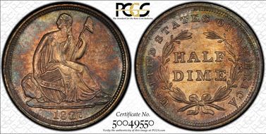 1837 H10C Seated, Large Date MS67