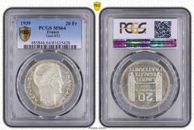 1939 20 Fr Gad-852 F-400 MS64