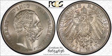 1902-E 2 Mk J-127 Albert's Death MS67