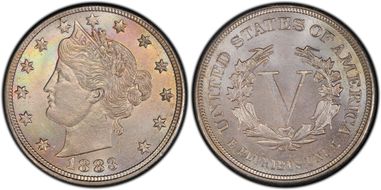 1883 5C No CENTS MS66