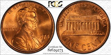 1974-D 1C MS67+ RD