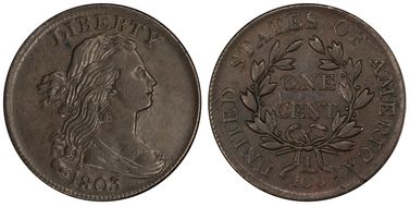 1803 1C S-258, Sm Date, Lg Frac AU50BN