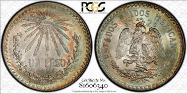 1924-M Peso KM-455  Ag MS65