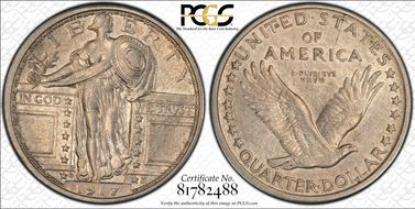 1917-D 25C Type 1 DDR FS-801 AU55